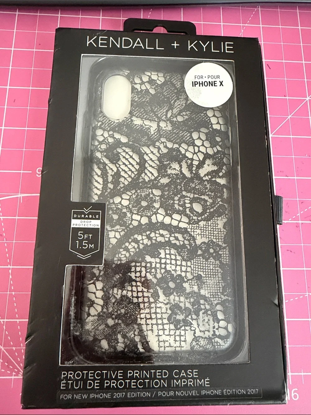 Kendall & Kylie Black Lace Pattern iPhone X Case New!